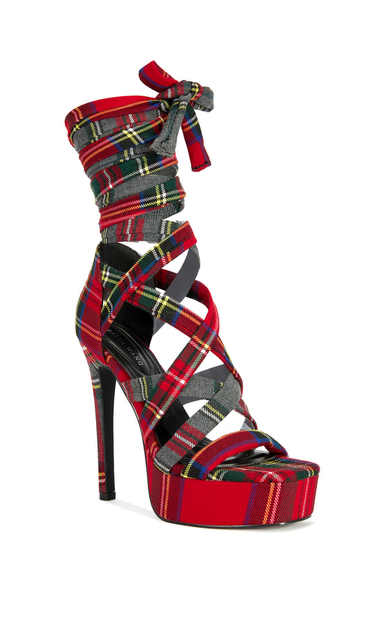 JEMISHA-PLAIDMULTI WRAP-AROUND STILETTO PLATFORM SANDAL