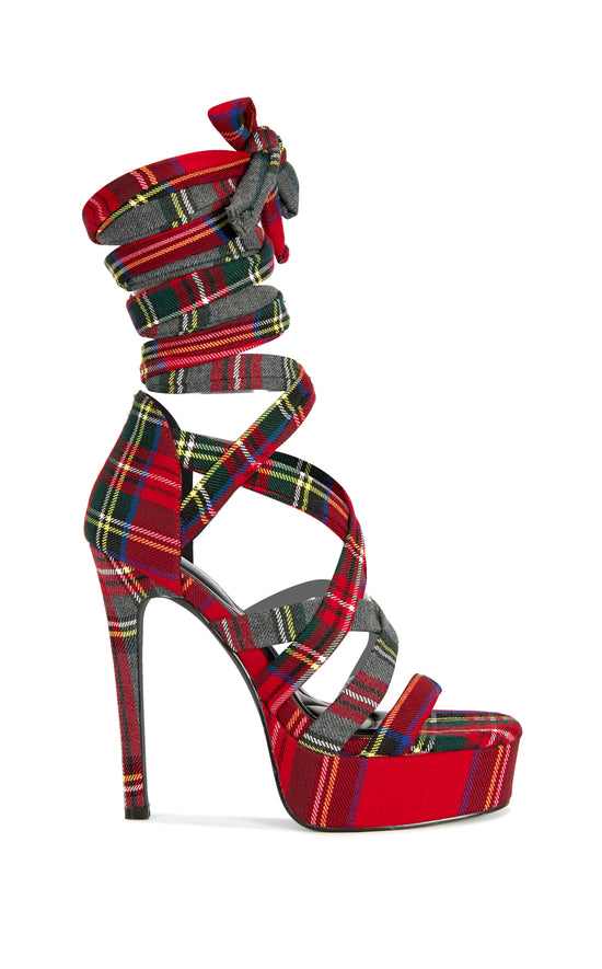 JEMISHA-PLAIDMULTI WRAP-AROUND STILETTO PLATFORM SANDAL