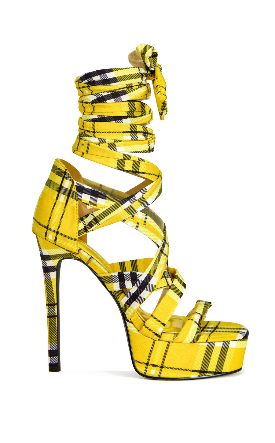 JEMISHA-YELLOWPLAID STILETTO SANDAL | AZALEA WANG