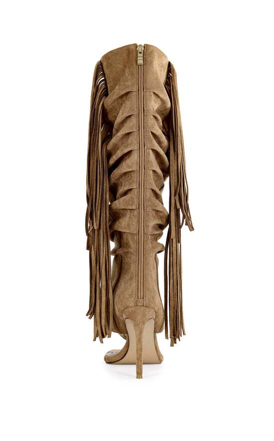 JOHANNA-TAN FRINGE STILETTO SANDAL BOOT