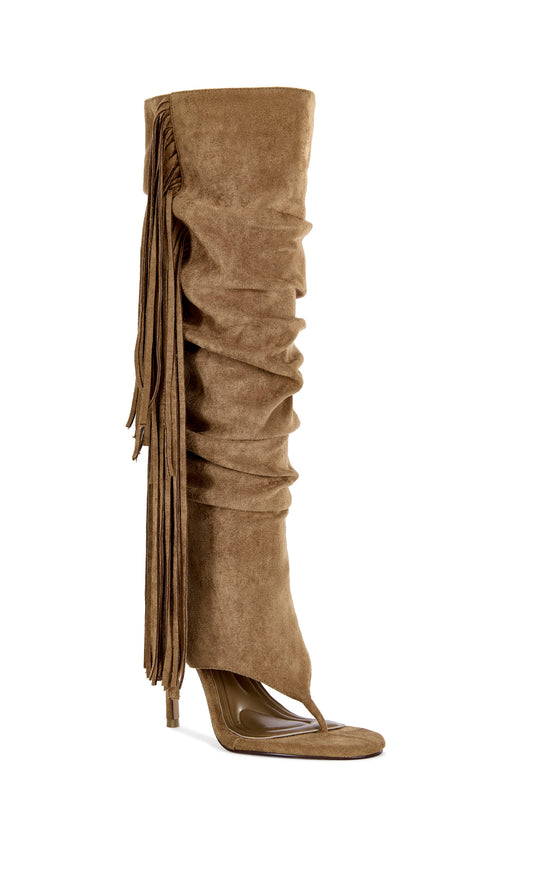 JOHANNA-TAN FRINGE STILETTO SANDAL BOOT