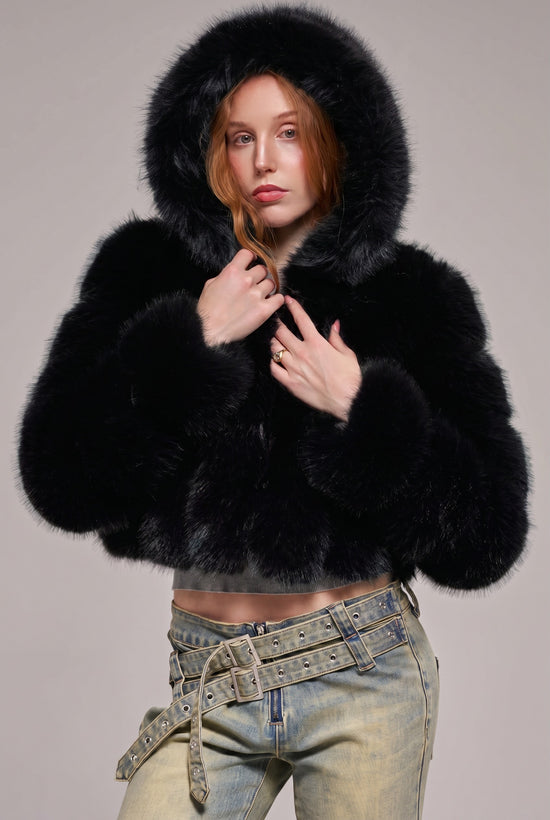 JOLENE-BLK FAUX FUR JACKET | AZALEA WANG