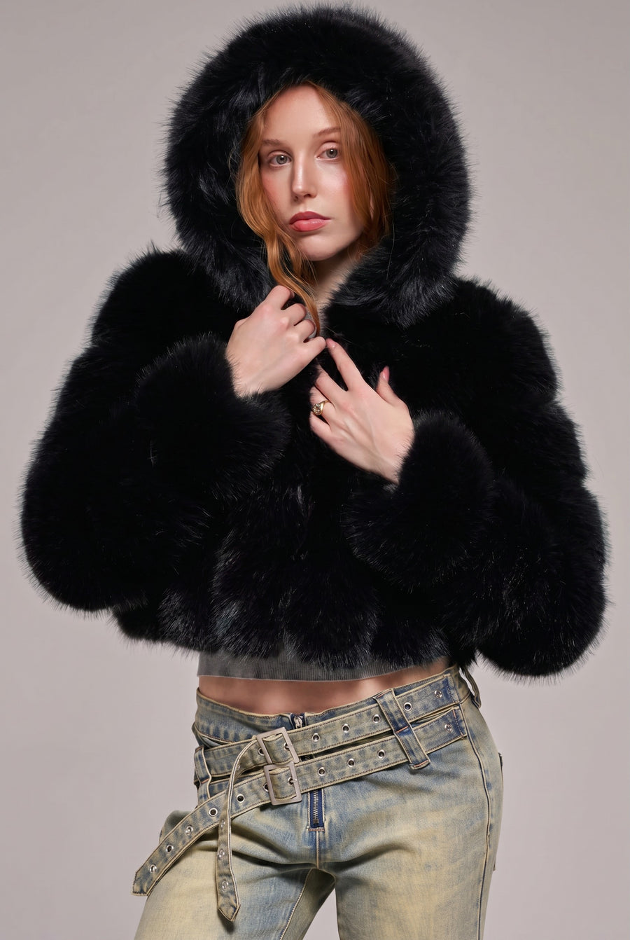 JOLENE-BLK FAUX FUR JACKET | AZALEA WANG