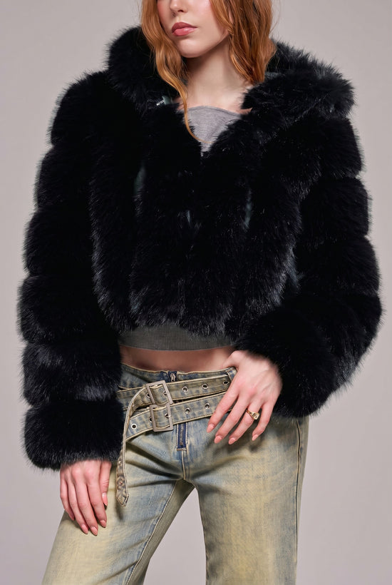 JOLENE-BLK FAUX FUR JACKET | AZALEA WANG