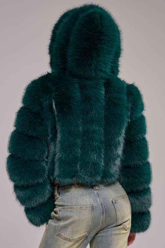 JOLENE-EMERALD FAUX FUR JACKET | AZALEA WANG