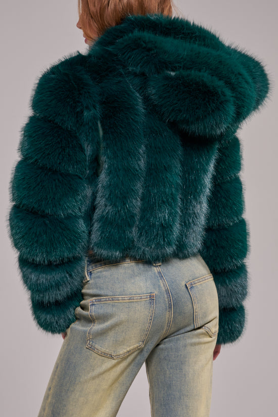 JOLENE-EMERALD FAUX FUR JACKET | AZALEA WANG