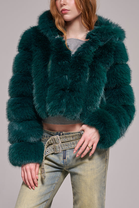 JOLENE-EMERALD FAUX FUR JACKET | AZALEA WANG
