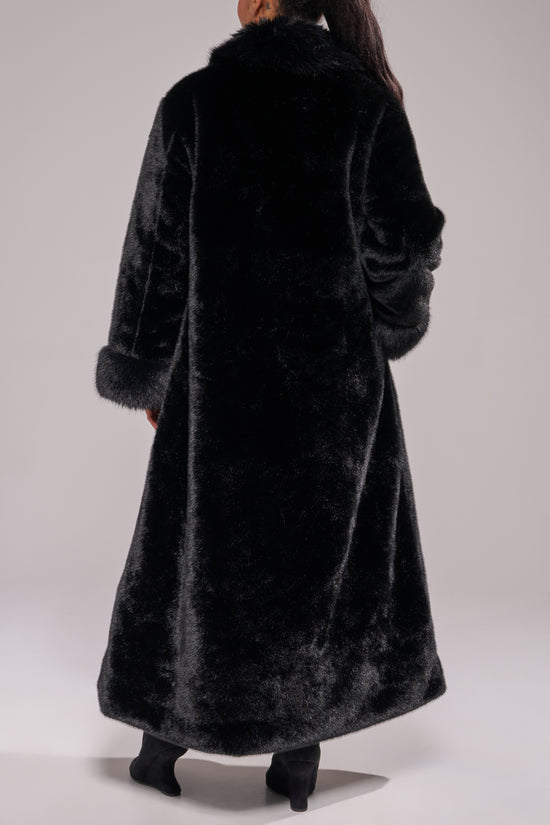 JOSEFINA-BLACK LONG FAUX FUR TRENCH COAT