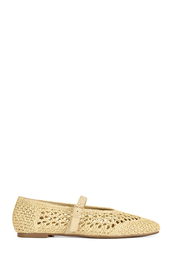 KALENNA-BEIGE WOVEN BALLET FLAT