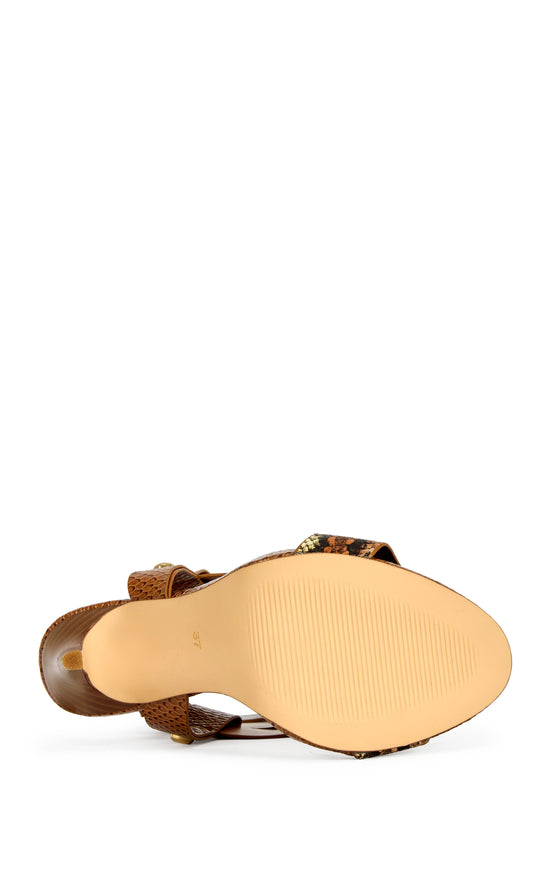 KANDINSKY-COGNAC SNAKE STILETTO SANDAL