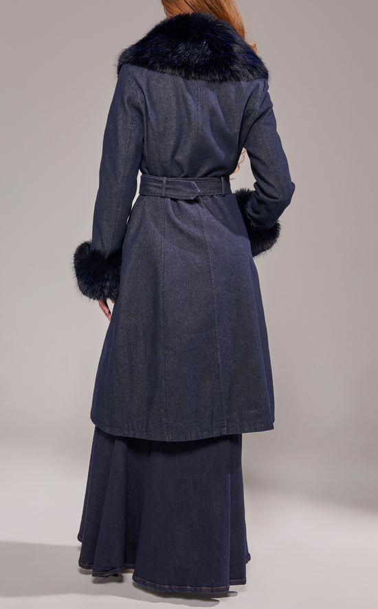 KAYA-DKDENIM FAUX FUR TRENCH COAT