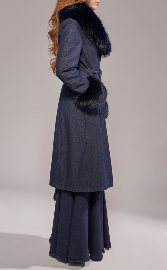 KAYA-DKDENIM FAUX FUR TRENCH COAT