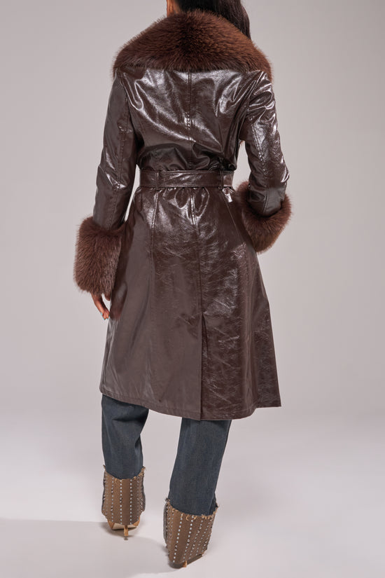 KAYA-ESPRESSO LONG FAUX FUR JACKET