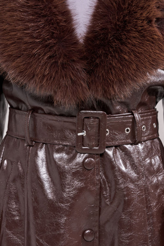 KAYA-ESPRESSO LONG FAUX FUR JACKET