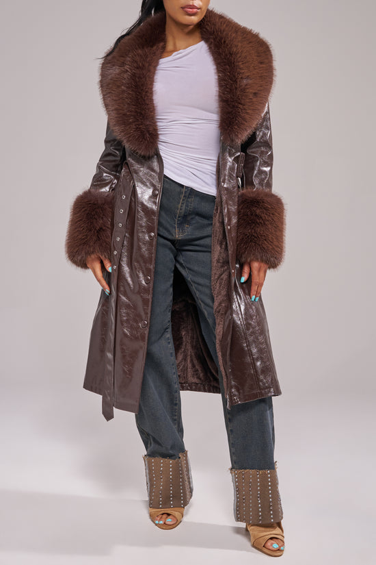 KAYA-ESPRESSO LONG FAUX FUR JACKET