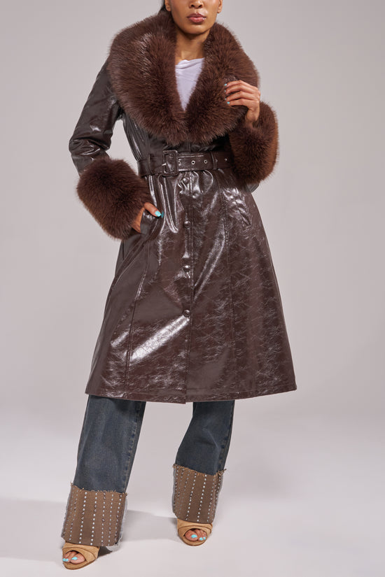 KAYA-ESPRESSO LONG FAUX FUR JACKET