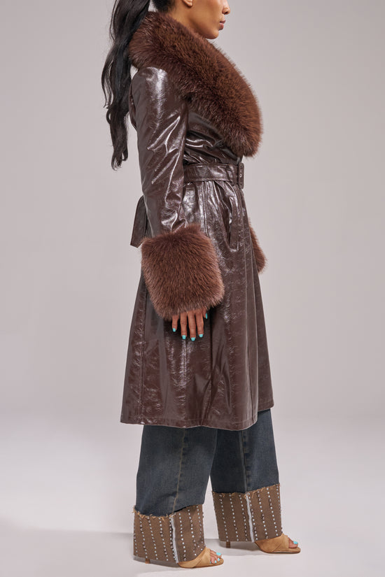 KAYA-ESPRESSO LONG FAUX FUR JACKET