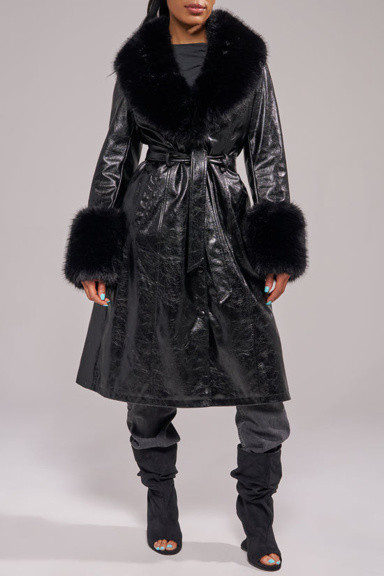 KAYA-MIDNIGHT LONG FAUX FUR JACKET