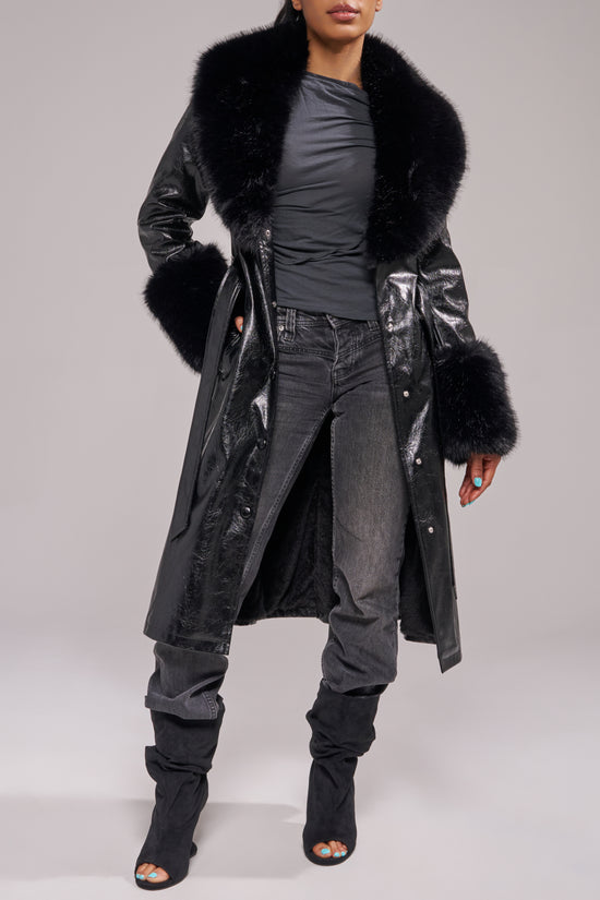 KAYA-MIDNIGHT LONG FAUX FUR JACKET