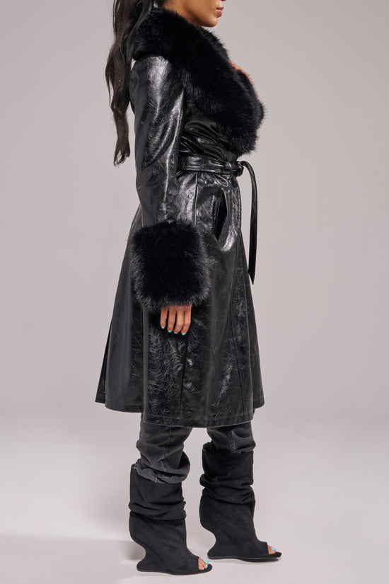 KAYA-MIDNIGHT LONG FAUX FUR JACKET