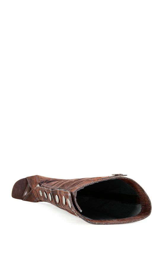 KAZUKI-BURNTORANGE VELVET DENIM STILETTO BOOT