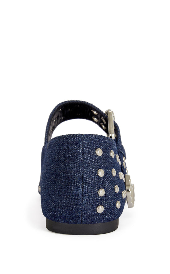 KENNITH-DKDENIM STUDDED BALLET FLAT