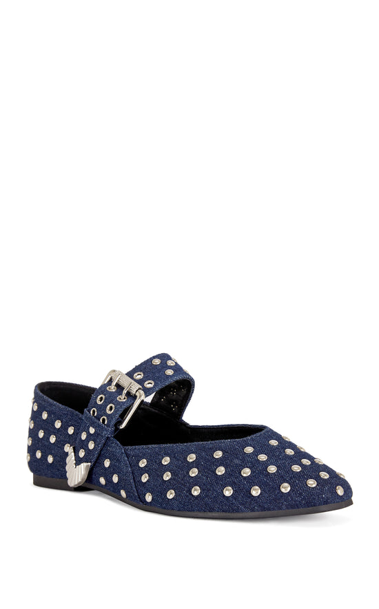 KENNITH-DKDENIM STUDDED BALLET FLAT