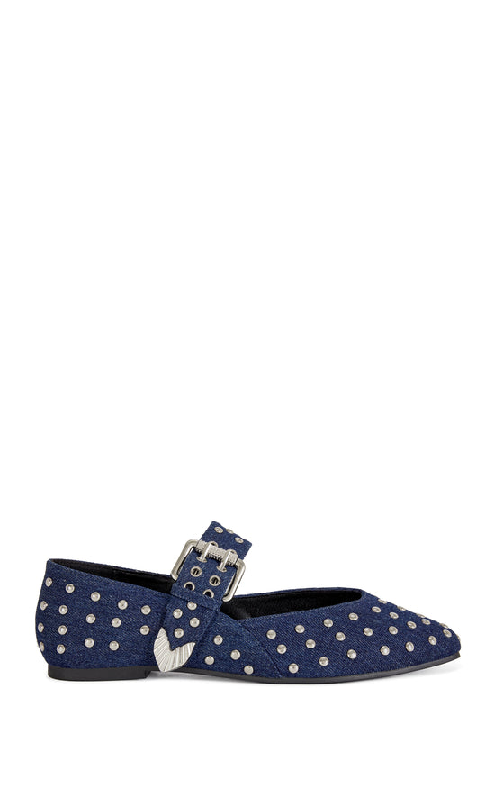 KENNITH-DKDENIM STUDDED BALLET FLAT