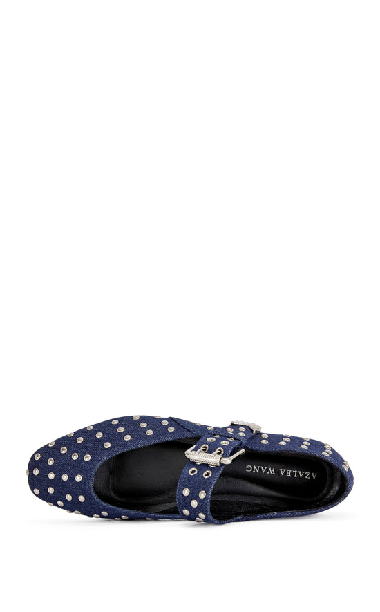 KENNITH-DKDENIM STUDDED BALLET FLAT