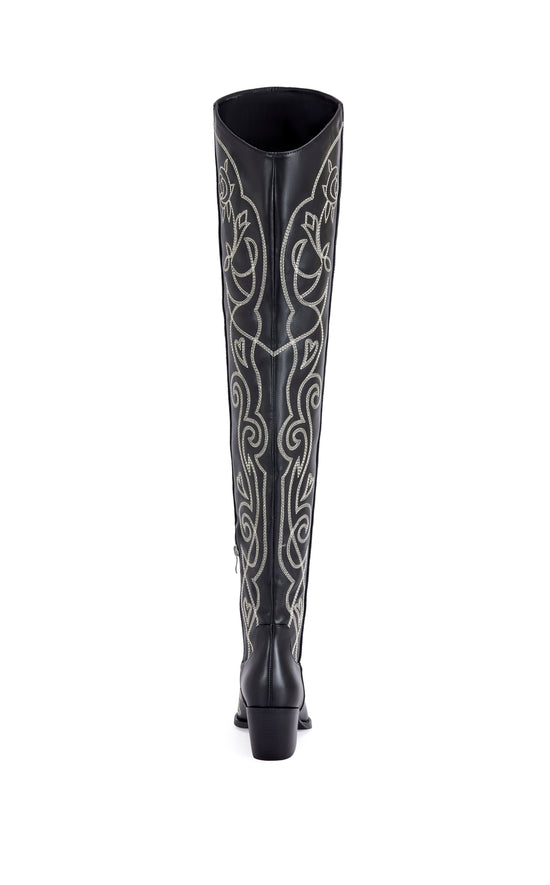 KESS-BLACK OVER THE KNEE WESTERN BOOT