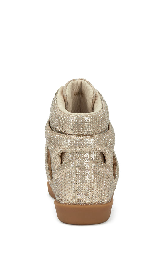 KIARA-GOLD EMBELLISHED WEDGE SNEAKER