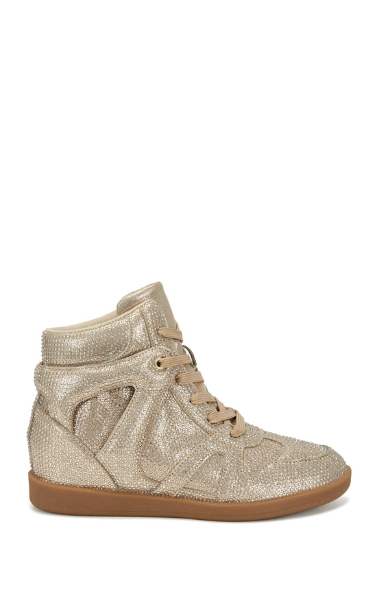KIARA-GOLD EMBELLISHED WEDGE SNEAKER