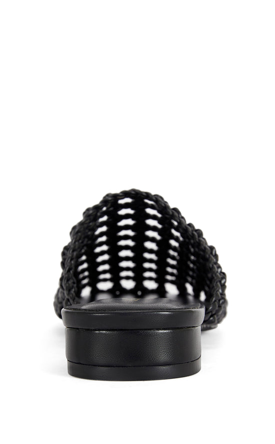 KISMET-BLACK WOVEN FLAT MULE