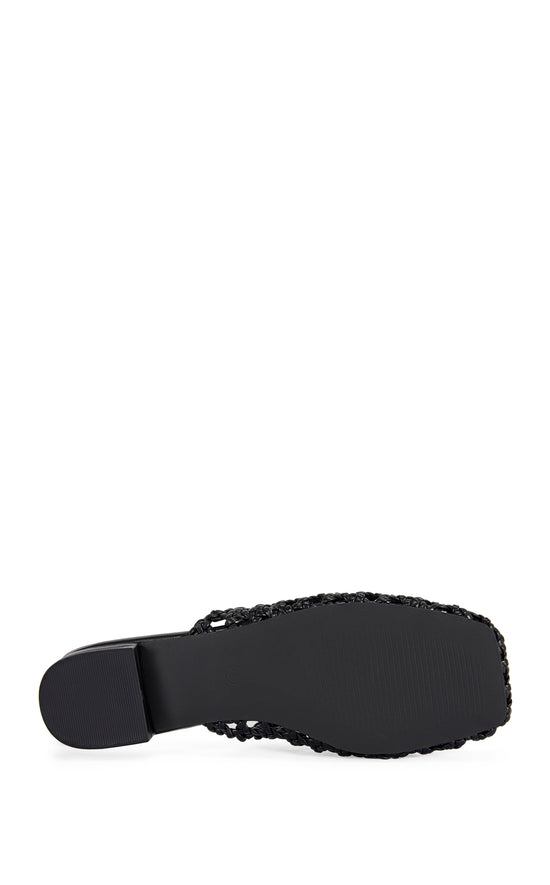 KISMET-BLACK WOVEN FLAT MULE