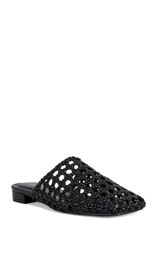 KISMET-BLACK WOVEN FLAT MULE