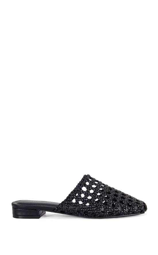 KISMET-BLACK WOVEN FLAT MULE
