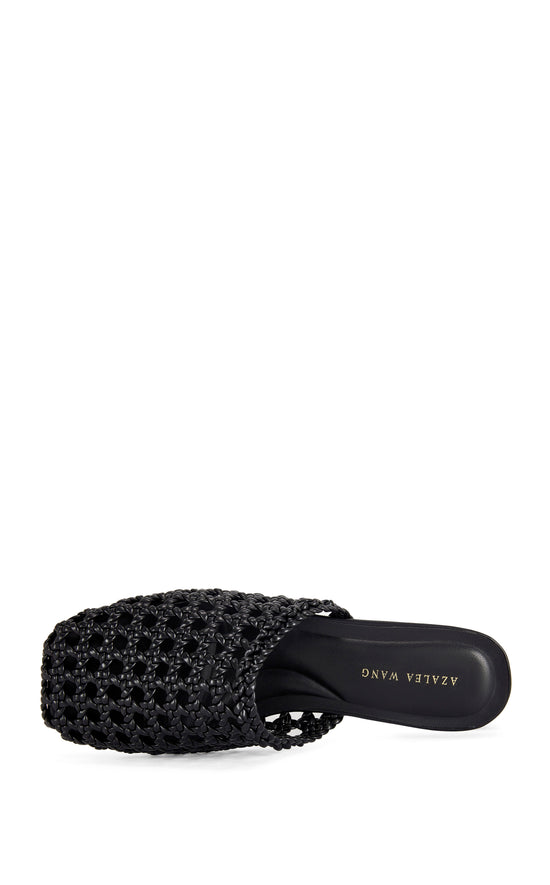 KISMET-BLACK WOVEN FLAT MULE