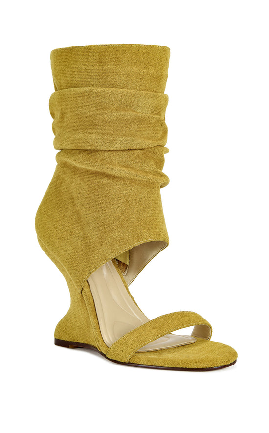 KYVELISA-MUSTARD SLOUCH WEDGE SANDAL BOOTIE