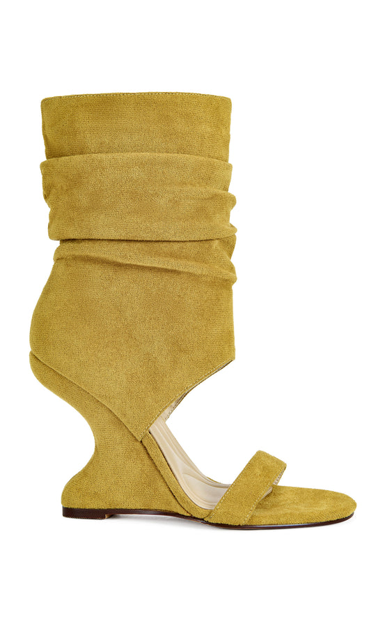 KYVELISA-MUSTARD SLOUCH WEDGE SANDAL BOOTIE
