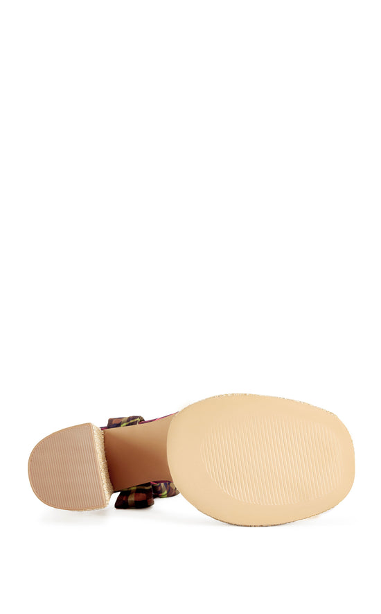 LAZULI-PLAID WRAP-AROUND PLATFORM SANDAL