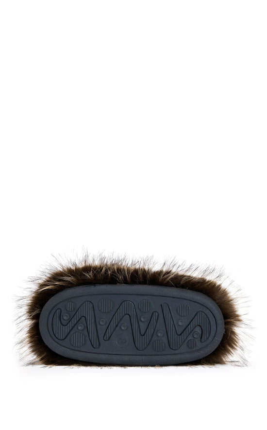 LENIX-BROWN FAUX FUR FLAT BOOTIE