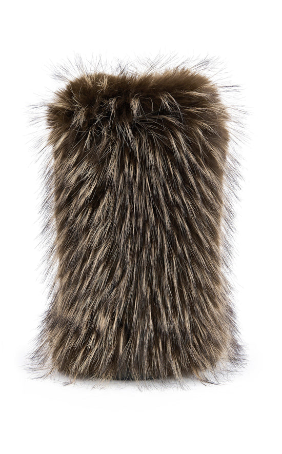 LENIX-BROWN FAUX FUR FLAT BOOTIE