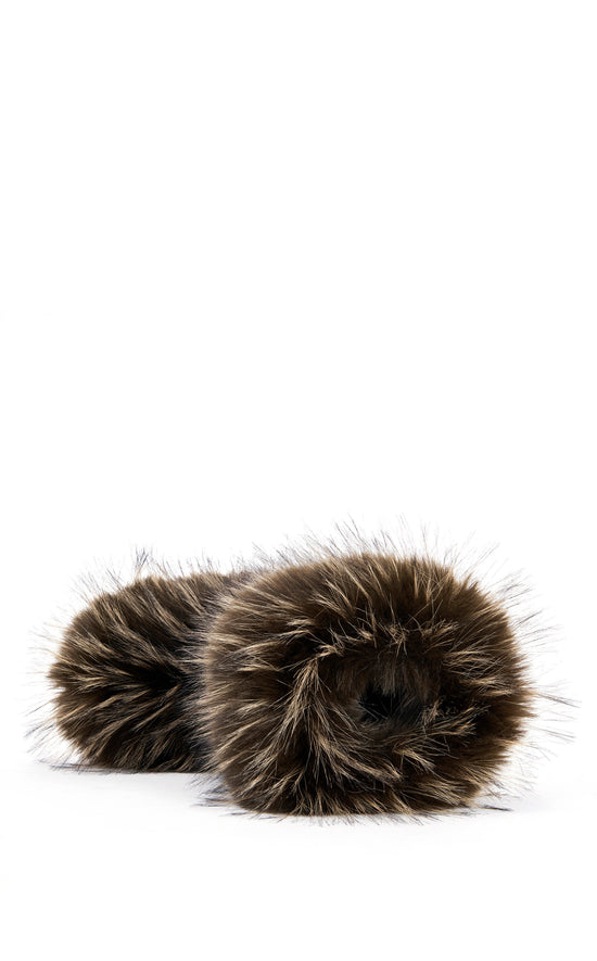 LENIX-BROWN FAUX FUR FLAT BOOTIE