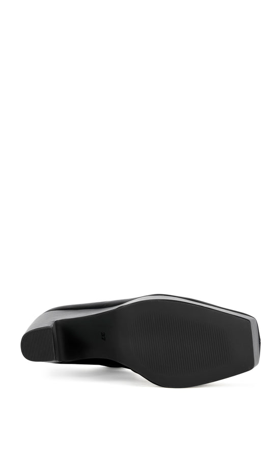 LIRRA-BLACK BLOCK HEELED PLATFORM WEDGE BOOTIE