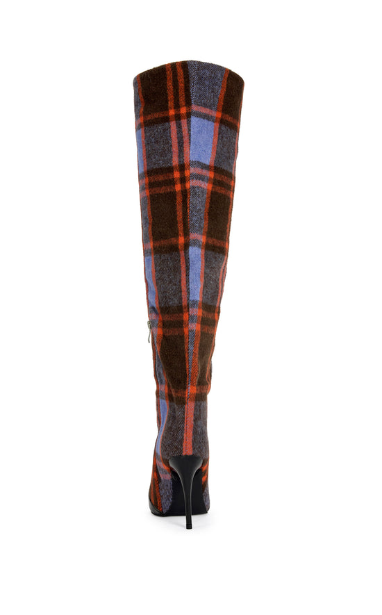 LOCHANA-PURPLEPLAID STILETTO BOOT