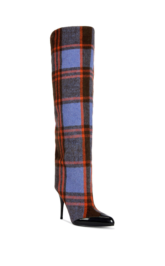LOCHANA-PURPLEPLAID STILETTO BOOT