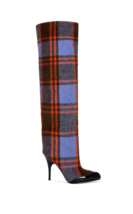 LOCHANA-PURPLEPLAID STILETTO BOOT