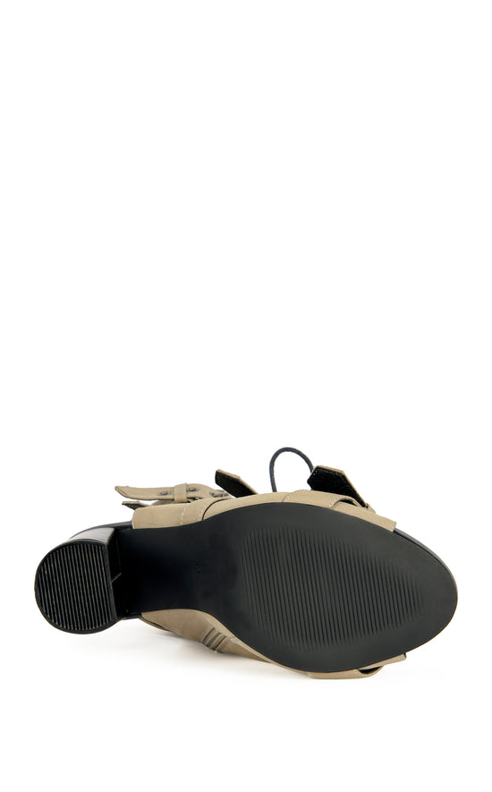 LOOM-TAUPE BLOCK SANDAL BOOTIE