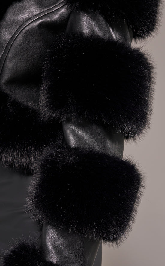 LOVERBOY-BLACK FAUX FUR CROPPED JACKET