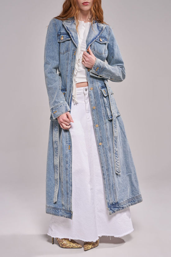 LUCIENNE-LTDENIM TRENCH OUTERWEAR | AZALEA WANG